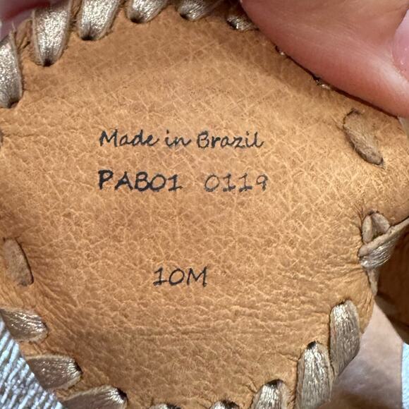 Jack Rogers Lauren Mid Wedge Cork slide Sandals gold leather size 10 - Picture 7 of 11